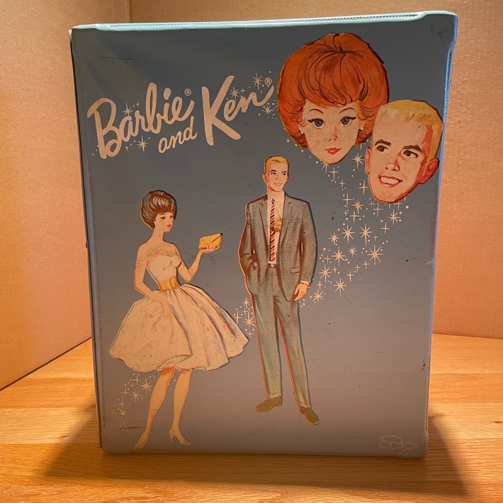 Vintage 1963 Barbie and Ken Doll Light Blue Vinyl Double Carrying Case